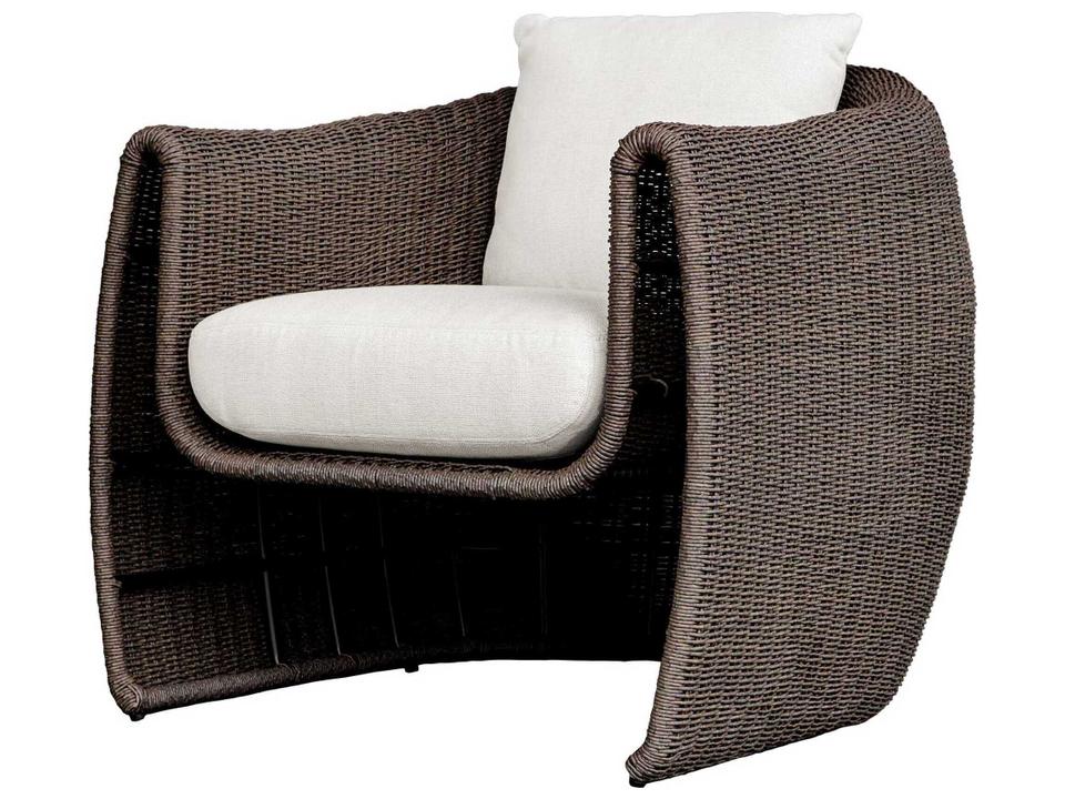 Tropic Wicker Cushion Lounge Chair in Mocha with Oyster White
