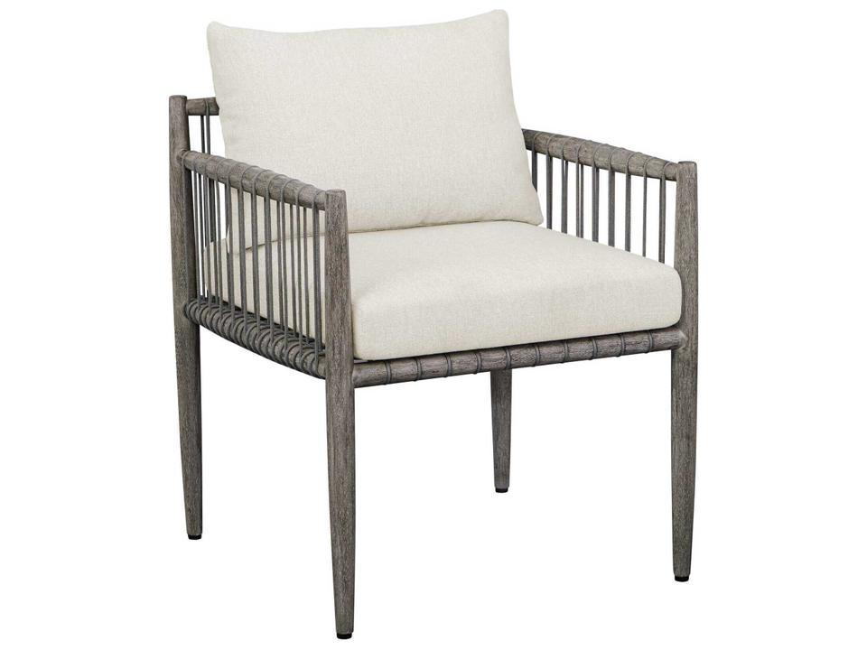 Borneo Weathered Dark Gray Mahogany Dining Chair with Oyster Cushion
