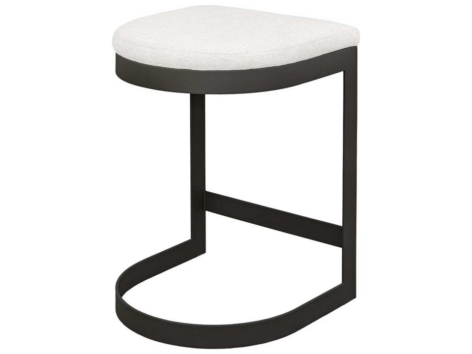 Maude Counter Stool in Java Black Steel with Taupe Gray Olefin Cushion