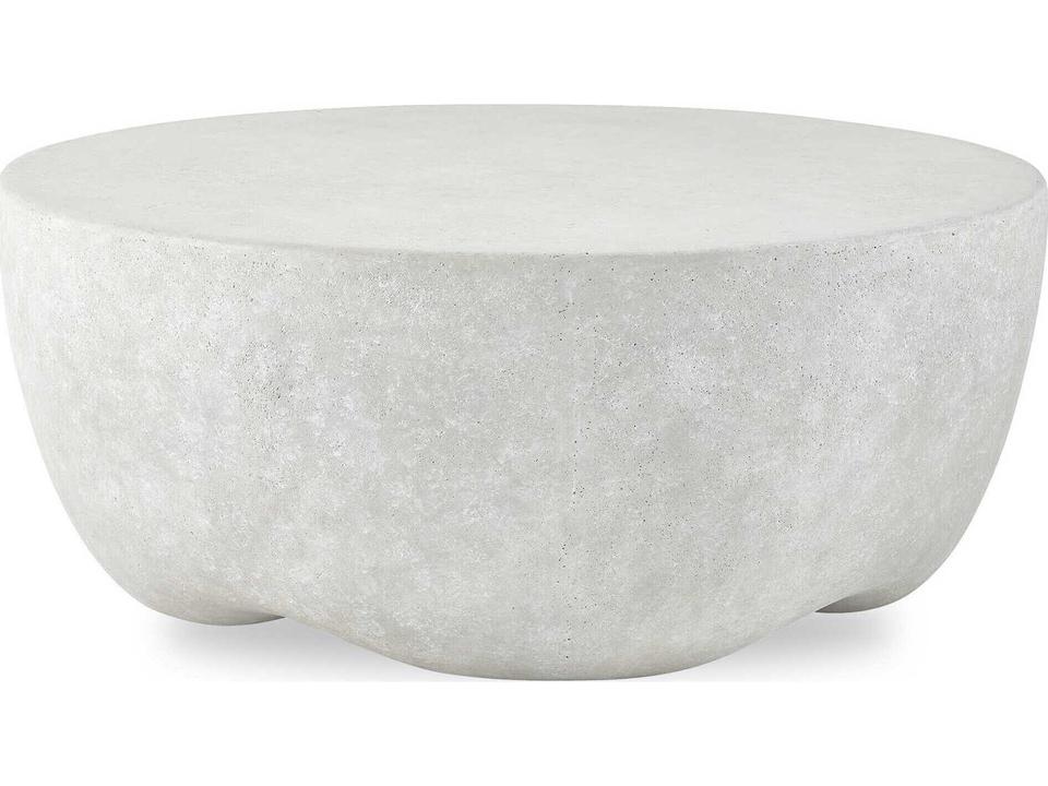 Wright 38-Inch Round Glass Reinforced Concrete Coffee Table in Light Stone