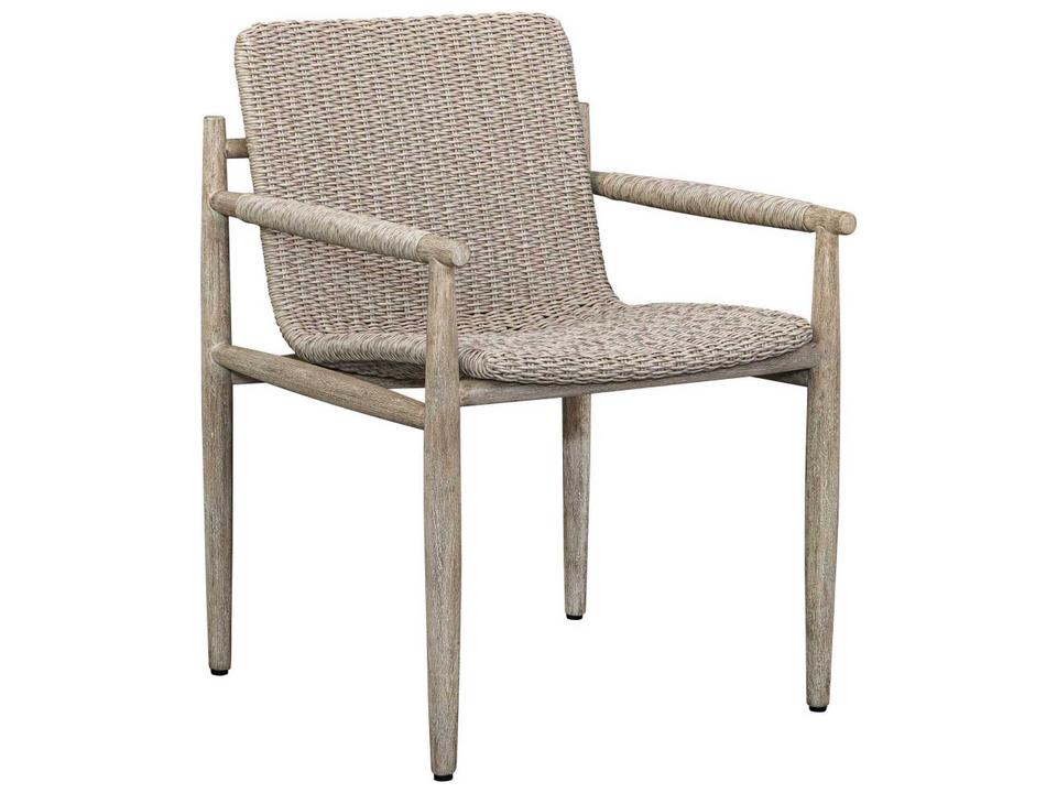 Sumba Mahogany Wood and Light Gray Wicker Dining Chair