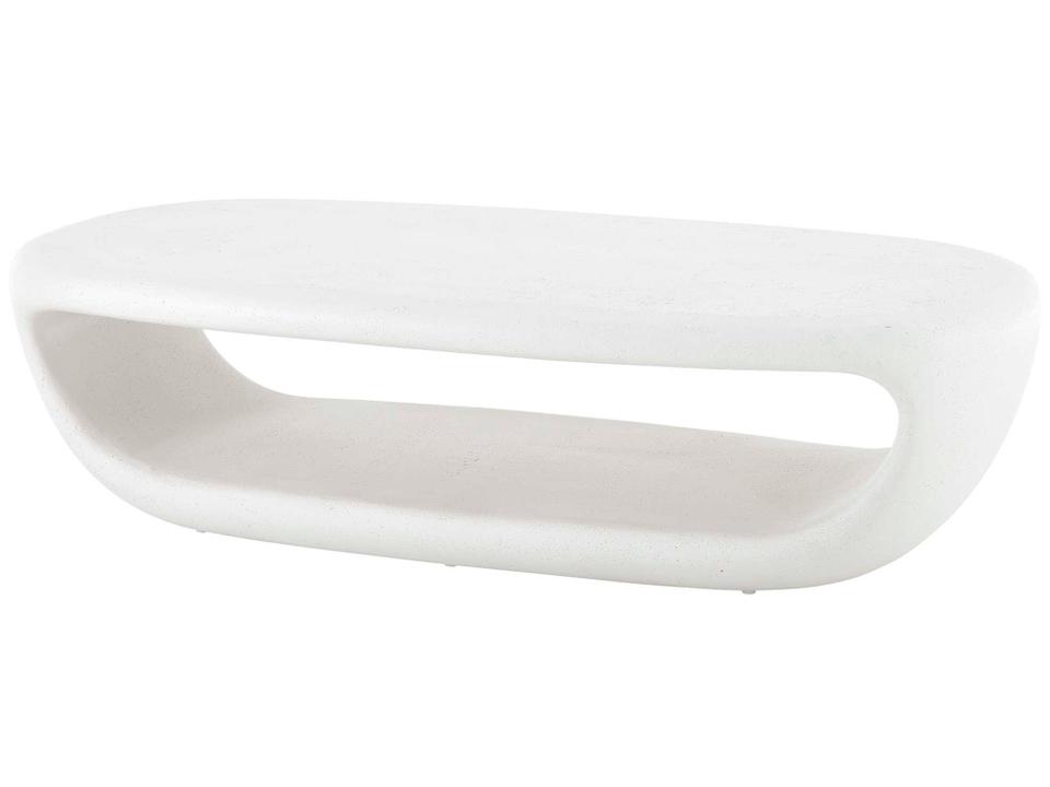 Leyton 60-Inch Warm White Concrete Oval Coffee Table