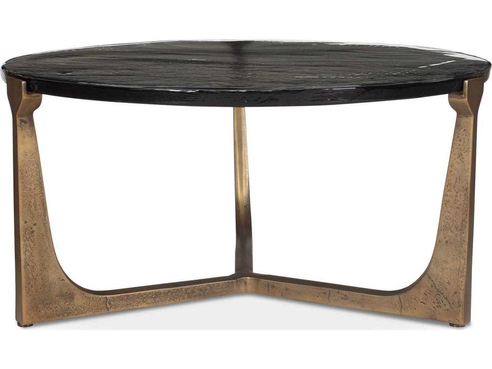 Bohdi Round Cast Aluminum Coffee Table in Antique Brass