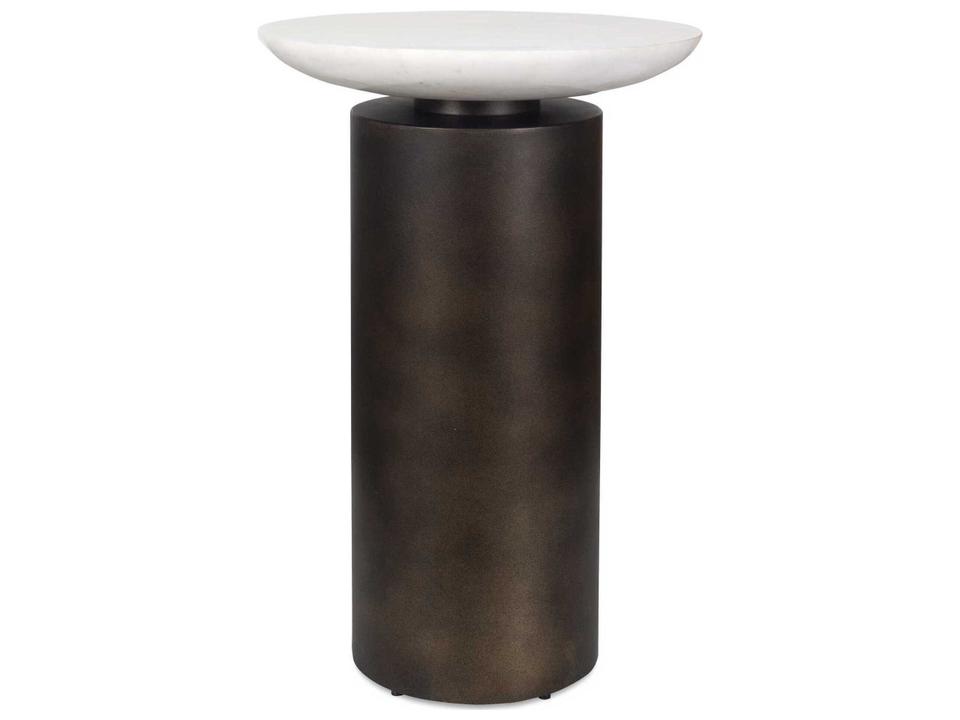 Olso Round 14-Inch Iron and Marble End Table in Dark Bronze