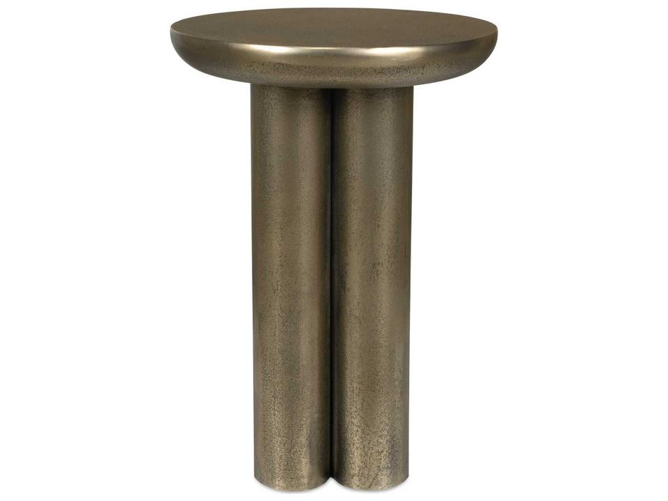 Thorp Round Outdoor Accent Table in Antique Brass