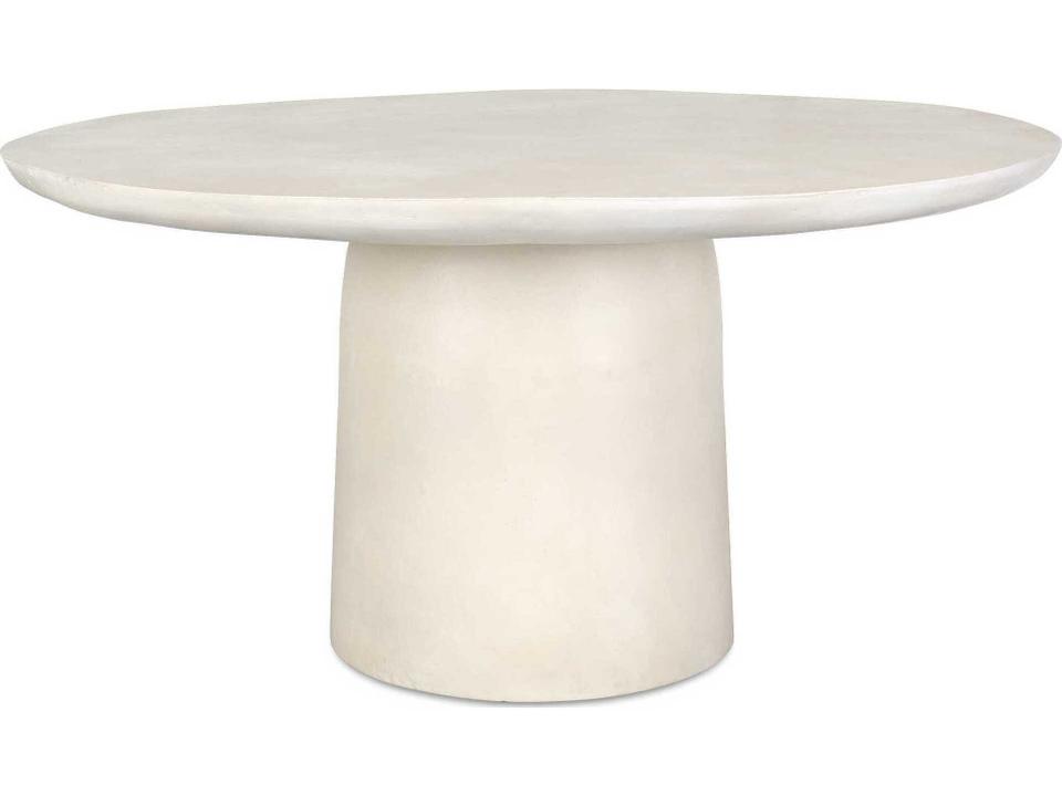 Madrone 60-Inch Round Cast Aluminum Dining Table in Warm White