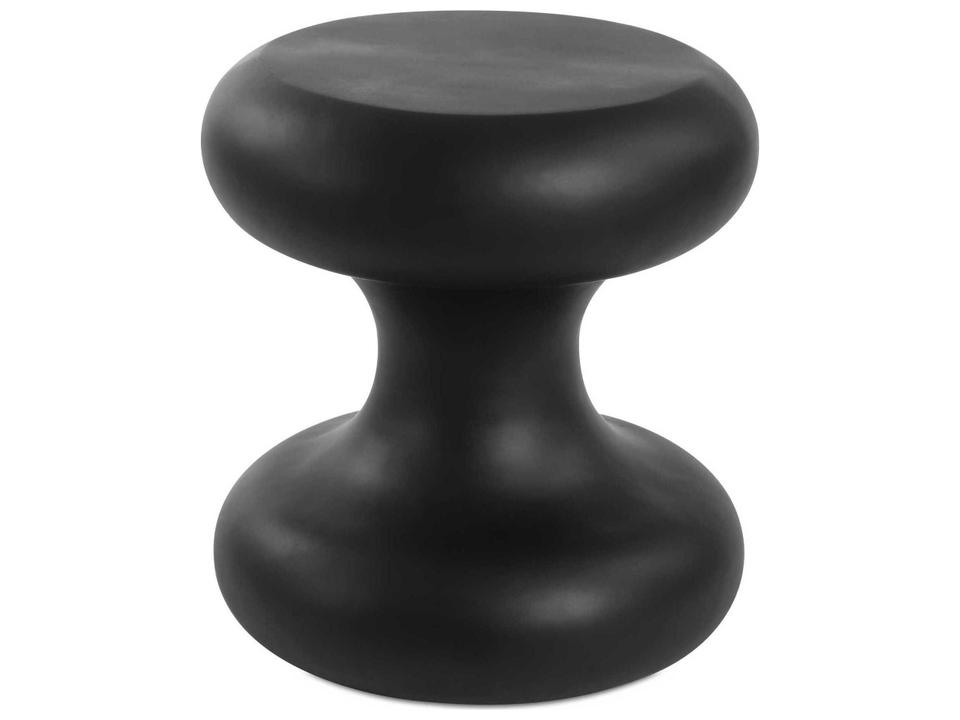 Robles Round End Table in Matte Black Resin