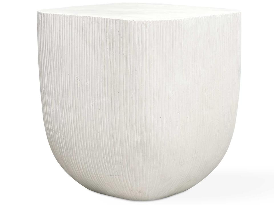 Alma Square End Table in Warm Limestone Concrete