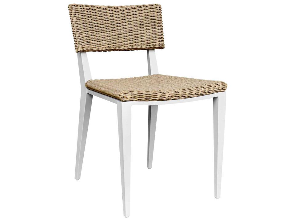 Calbas Aluminum Wicker Dining Chair in Crisp White