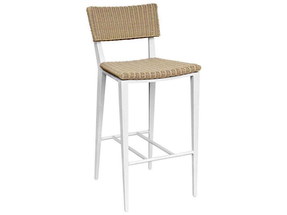 Calbas Crisp White Aluminum Wicker Bar Stool