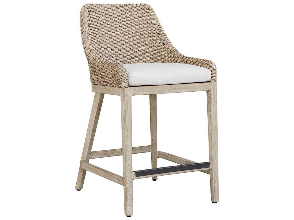 Uttermost Paloma Outdoor Wicker Counter Stool in Cerused Wheat and Oyster White