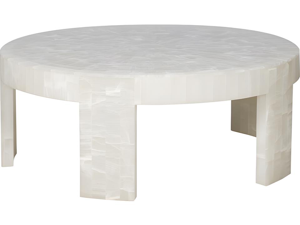 Meridian Round Cocktail Table in Bricked Cloud Onyx