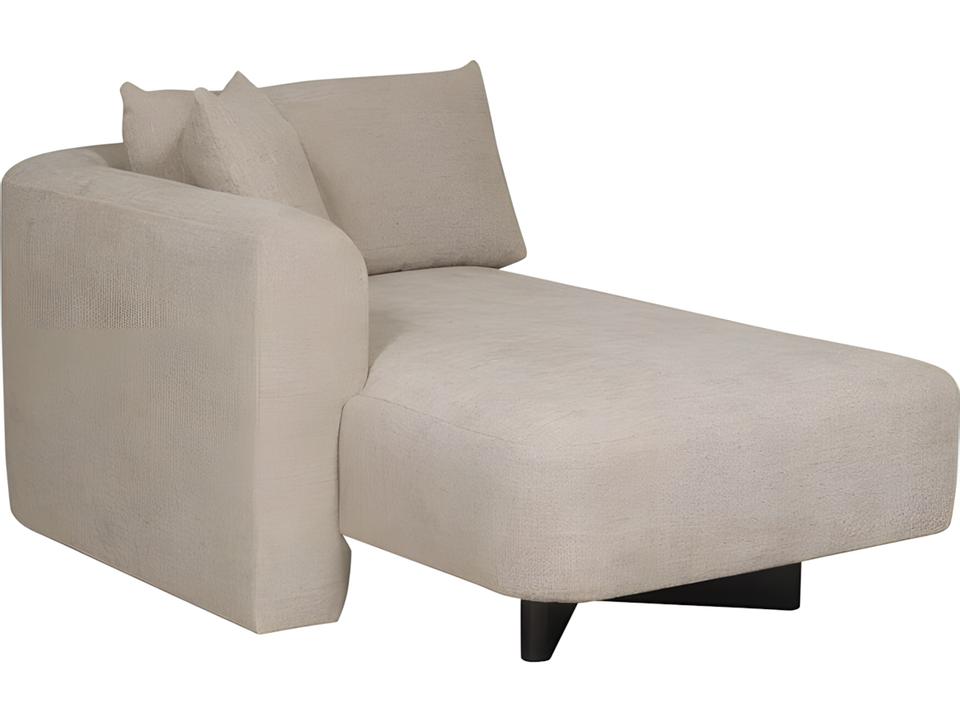 Lola Left Arm Chaise in Jasper Pebble Fabric and Film Noir Finish