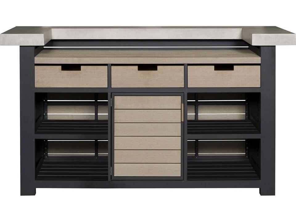 Vanguard Furniture Montecito Outdoor Bar with Concrete Top and Teak Paneling