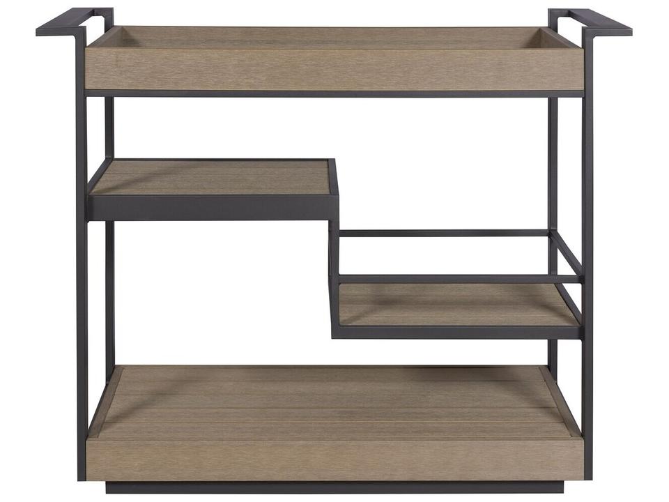 Vanguard Furniture Montecito Outdoor Serving Cart in Shadow and Sand Synthetic Teak