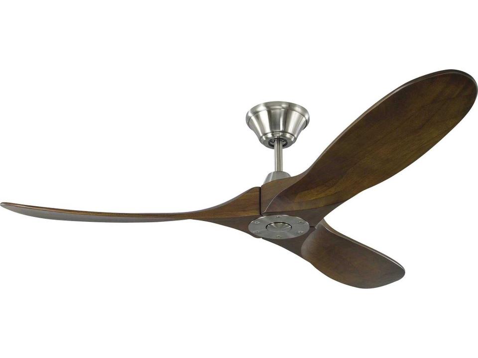 Maverick 52-Inch 3-Blade Outdoor Ceiling Fan in Brushed Steel with Dark Walnut Blades
