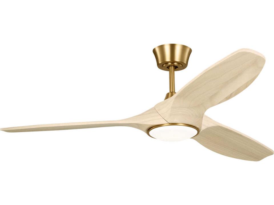 Selen 52-Inch 3-Blade Damp Rated Ceiling Fan in Burnished Brass