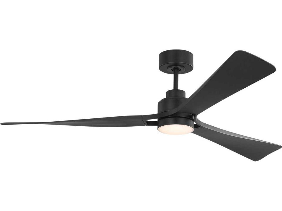 Trillium 60-Inch 3-Blade Damp Rated Ceiling Fan with LED Light in Midnight Black