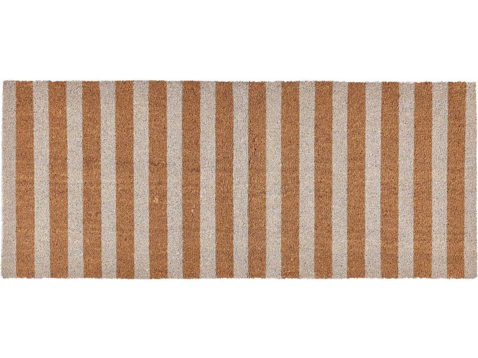 Striped Coir Doormat in Ivory Natural 24x57