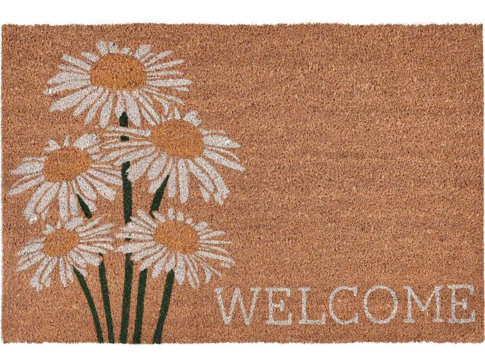 Daisy Welcome Coir Doormat in Ivory and Natural