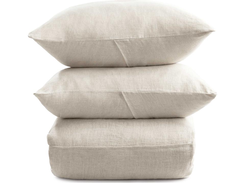 Beaumont Linen 3-Piece Duvet Set with Herringbone Detail