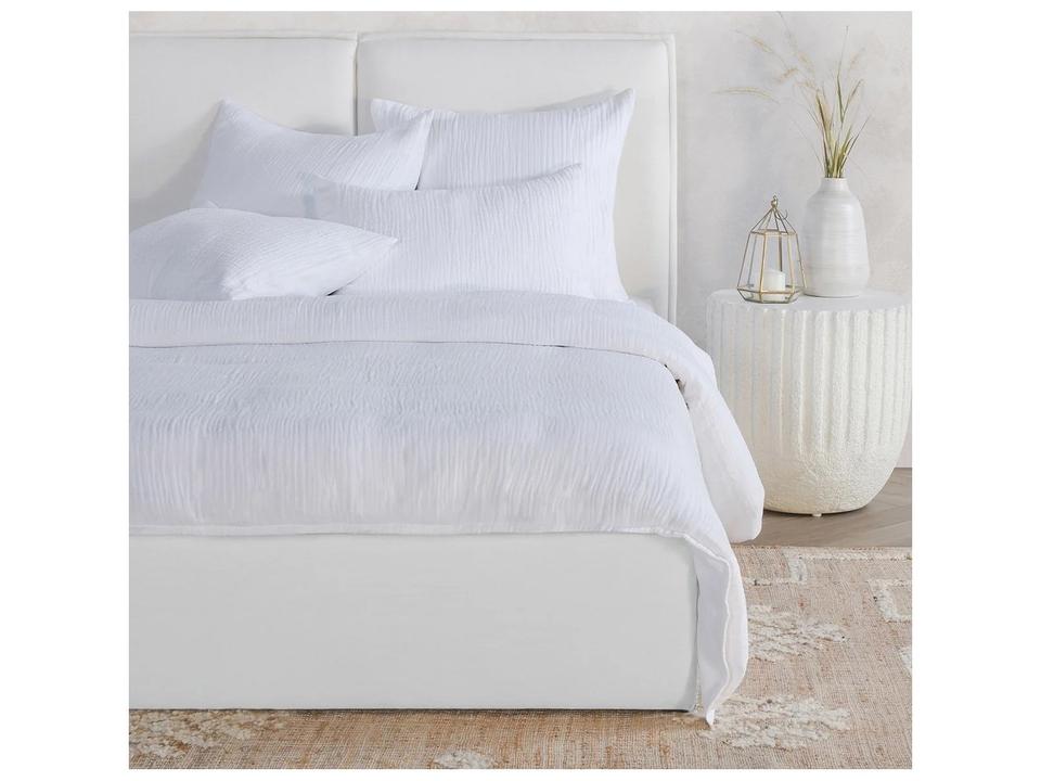 Cardiff White Linen Blend 3-Piece Duvet Set