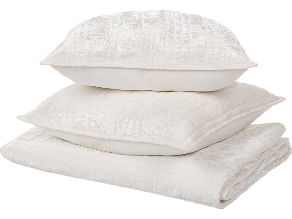 Classic Home Seville 3-Piece Velvet Fabric Quilt Set Ivory Queen