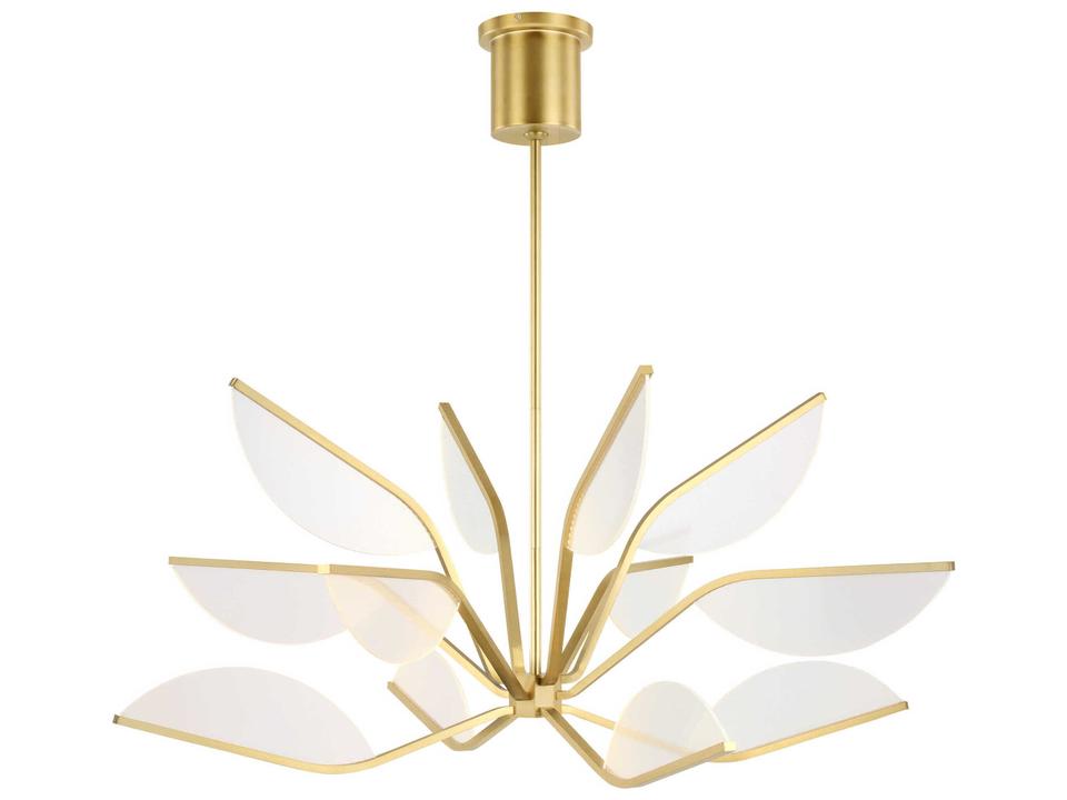 Belterra 38-Inch LED Chandelier in Natural Brass with Acrylic Petals