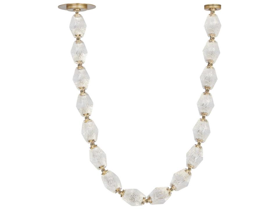 Collier Integrated LED Pendant Light in Natural Brass and Faceted Czech Crystal by Sean Lavin