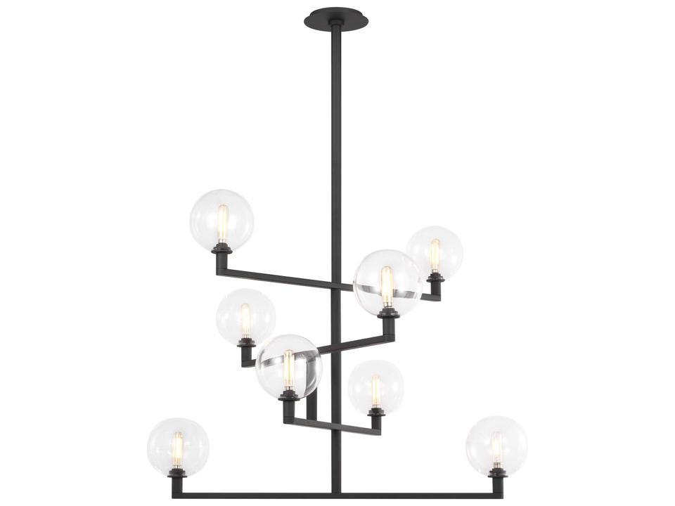 Gambit 8-Light Chandelier in Nightshade Black and Borosilicate Glass by Sean Lavin