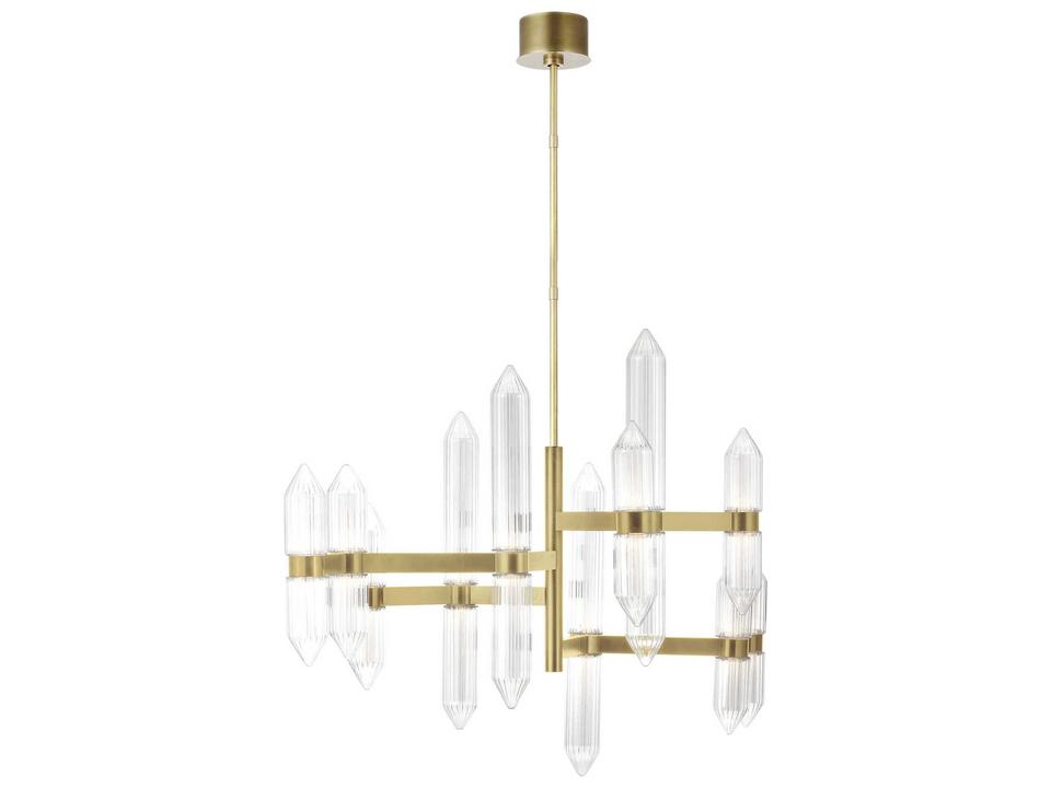 Langston Large LED Chandelier in Plated Brass