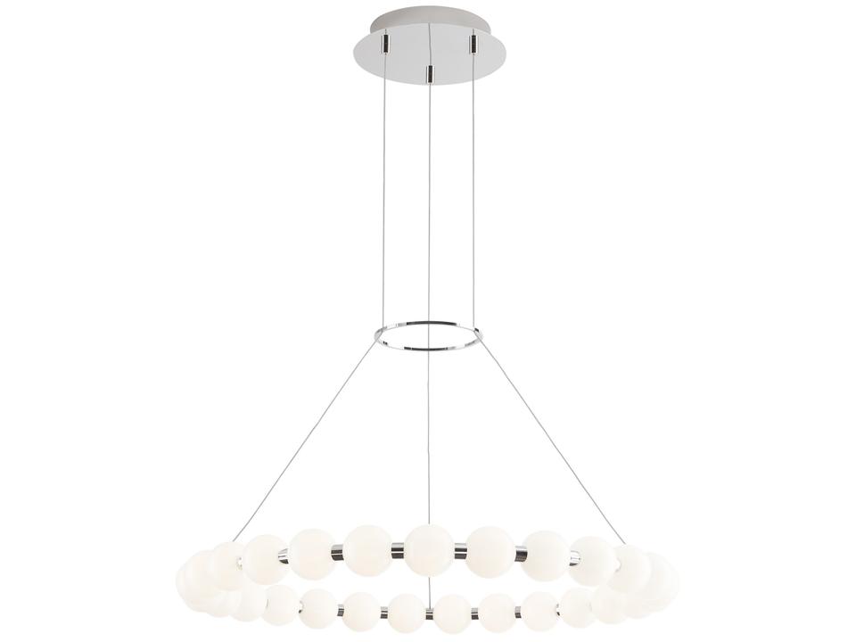 Orbet 30-Inch LED Chandelier in Polished Nickel with Milk Glass