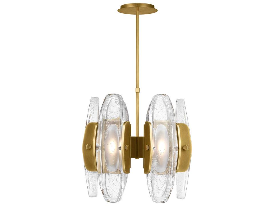 Wythe 6-Light LED Chandelier in Plated Brass and Cast Glass