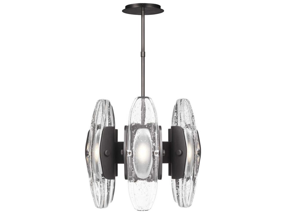 Wythe 6 Light LED Chandelier in Plated Dark Bronze and Cast Glass