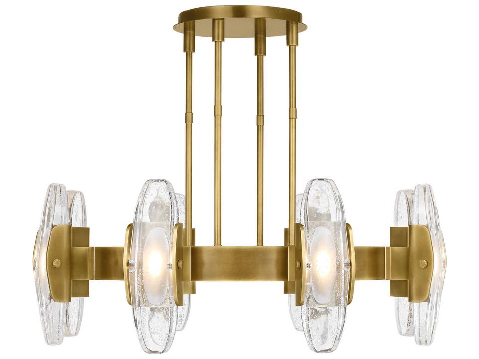 Wythe 8-Light LED Chandelier in Plated Brass and Cast Glass