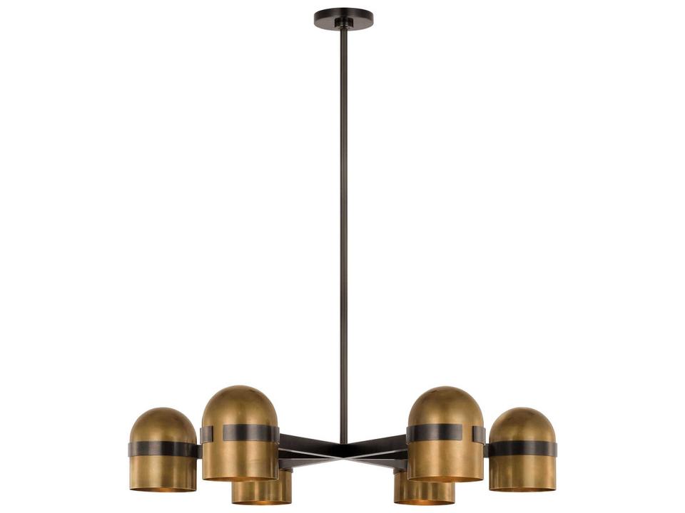Octavia 6-Light LED Chandelier in Blackened Bronze and Bright Worn Brass