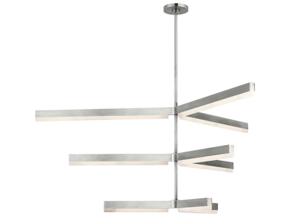 Linea 9-Light Three Tier Chandelier in Antique Nickel and Alabaster by Kelly Wearstler