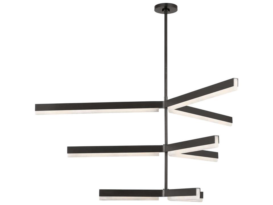 Kelly Wearstler Linea 9-Light LED Chandelier in Bronze and Alabaster