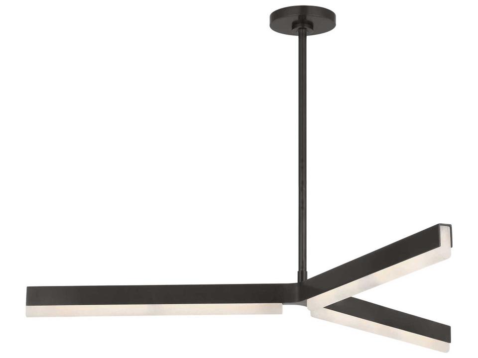 Linea 42 Inch Chandelier in Bronze with Alabaster