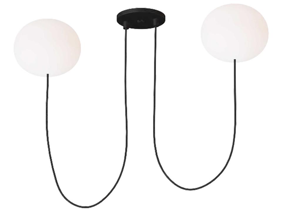 Helium 2-Light LED Chandelier in Matte Black and Opal Etched Glass by Peter Bristol