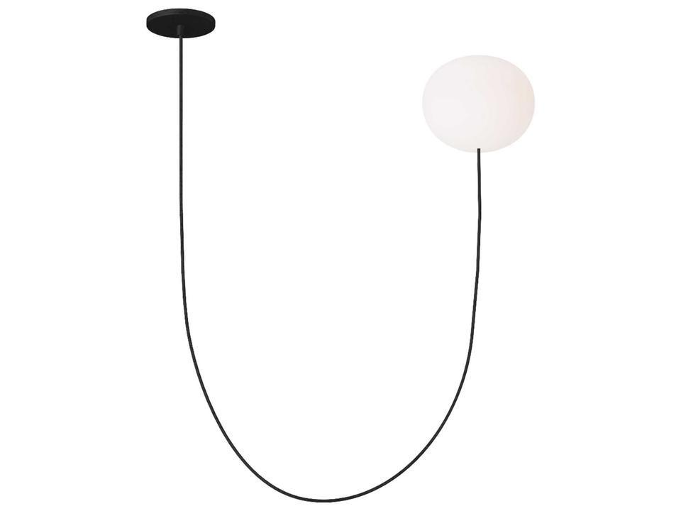 Helium 1-Light Chandelier in Matte Black and Opal Etched Glass by Peter Bristol
