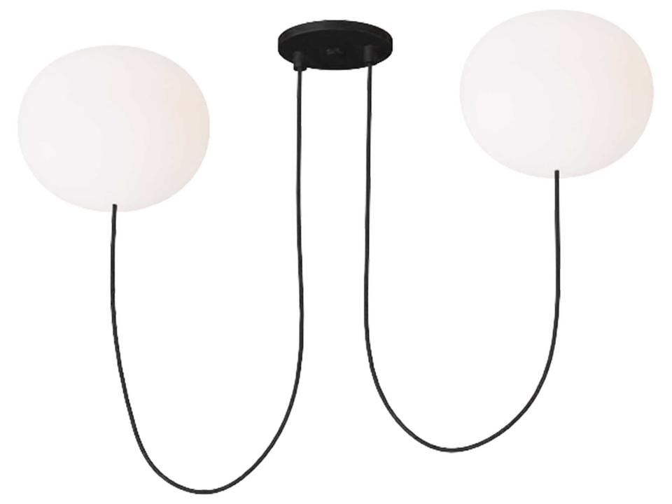 Helium 2-Light Chandelier in Matte Black with Opal Etched Glass by Peter Bristol
