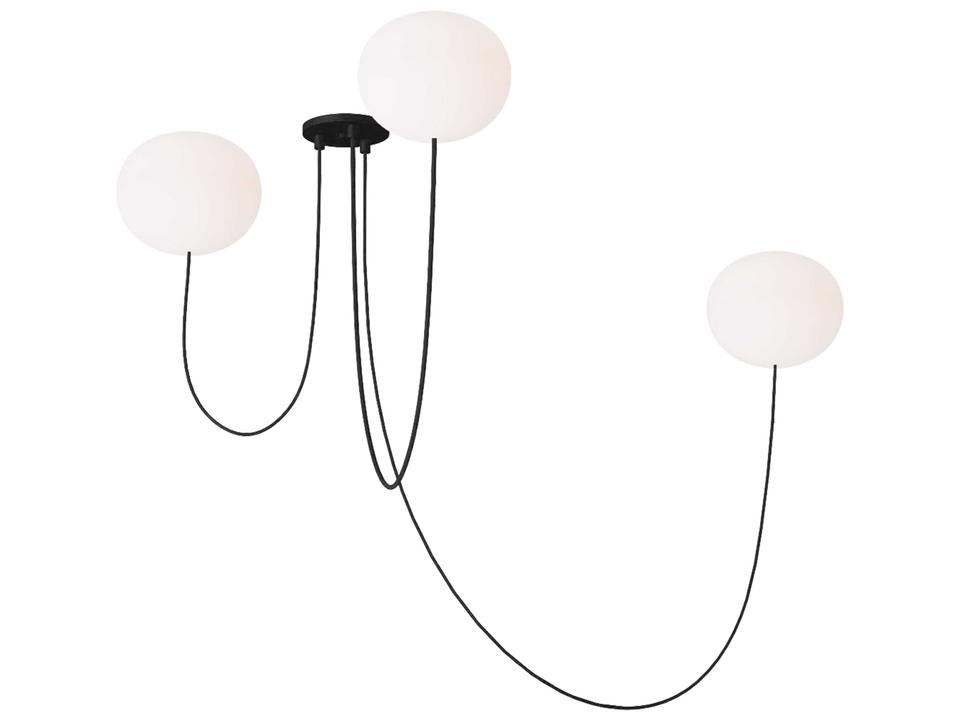 Helium 3-Light LED Chandelier in Matte Black and Opal Etched Glass by Peter Bristol