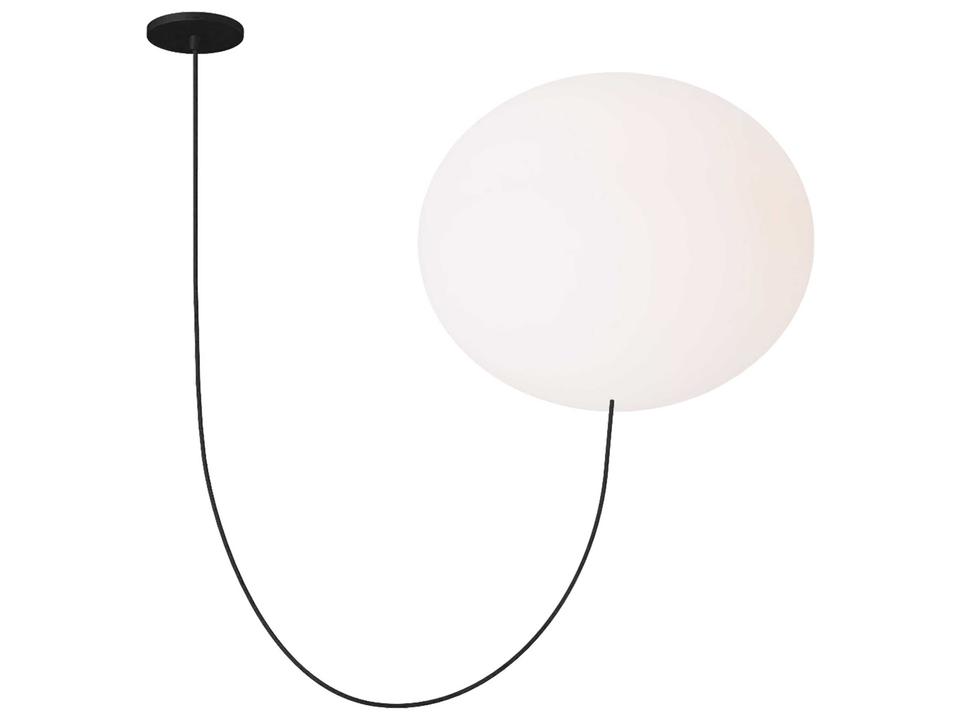 Helium 1-Light LED Globe Chandelier in Matte Black and Opal Etched Glass
