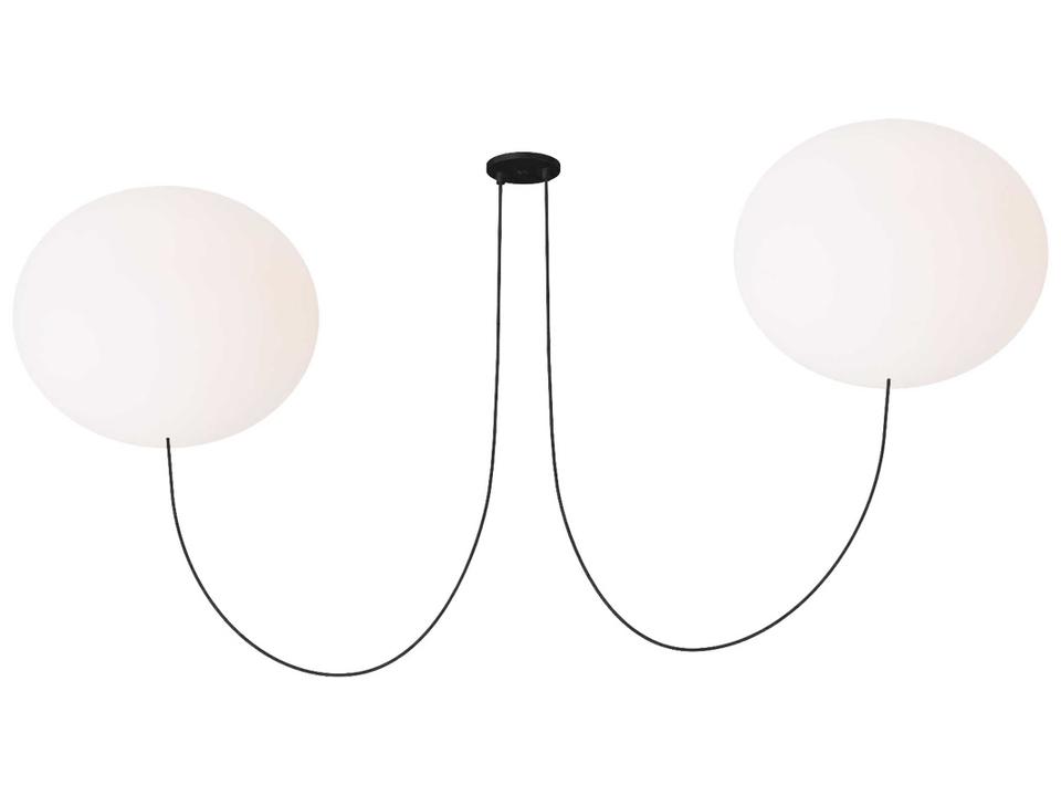 Helium 2-Light LED Chandelier in Matte Black with Opal Etched Globes by Peter Bristol