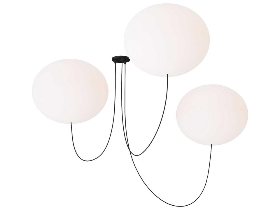 Helium X Large 3 Light LED Chandelier in Matte Black and Opal Etched Glass by Peter Bristol