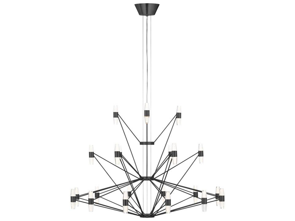 Lassell LED Chandelier in Dark Bronze with Blown Glass Tubes