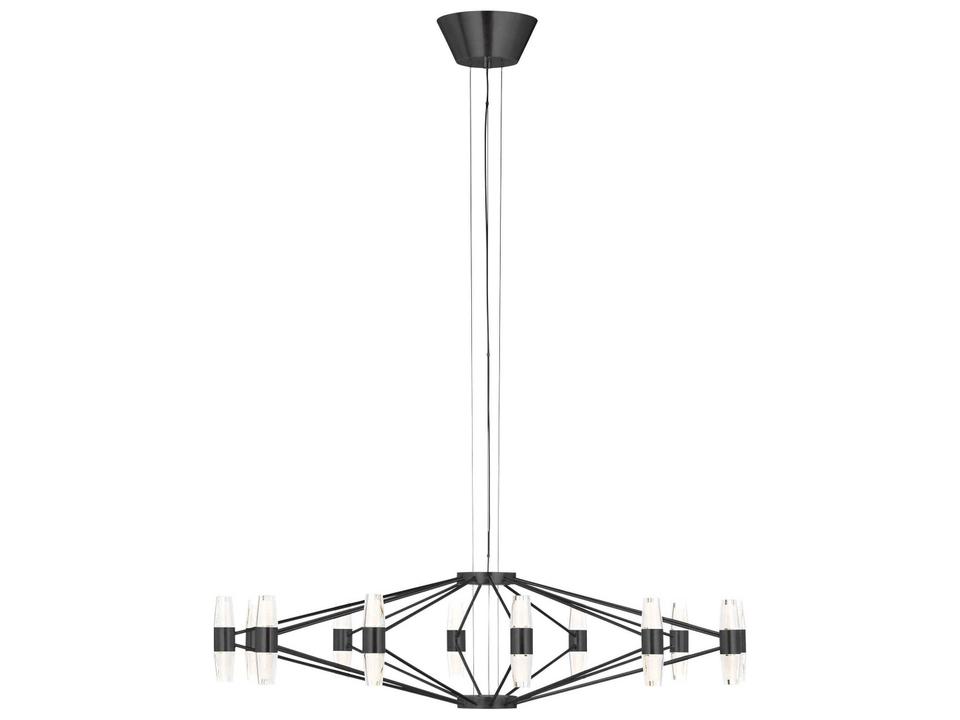 Lassell 24-Light LED Chandelier in Dark Bronze and Laser-Etched Crystal