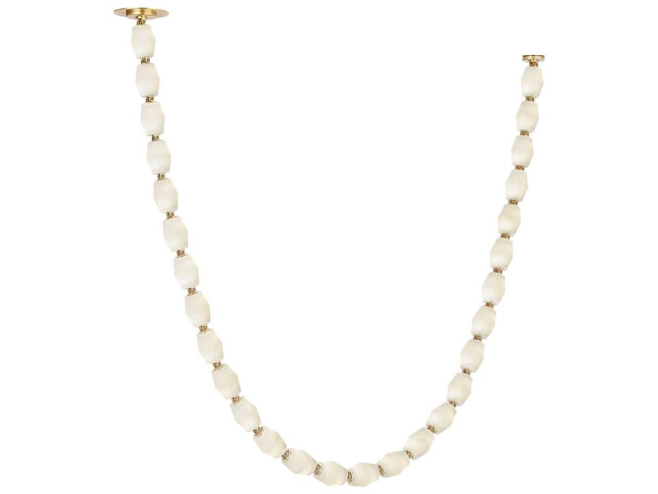 Collier Linear Chandelier with Alabaster Glass and Antique Brass Finish