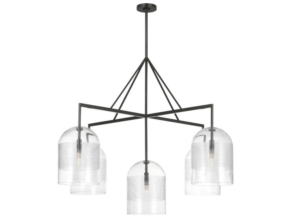 Leano 5-Light Chandelier in Bronze and Ribbed Glass by Sean Lavin